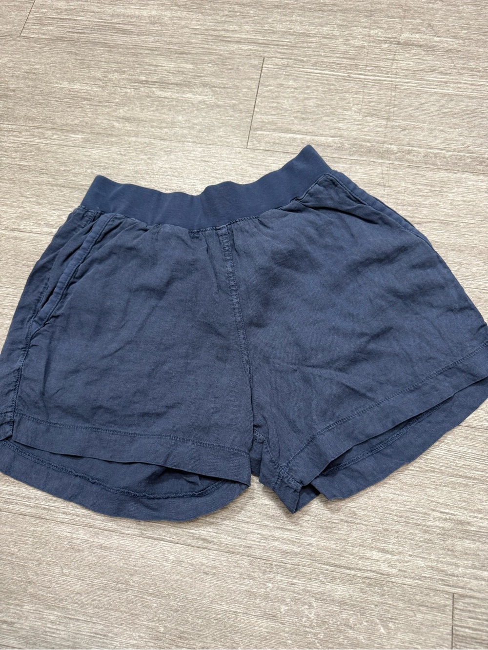 Faherty Linen Blend Pull-On Shorts Blue Coastal Grandma Beach Vacation Size S
